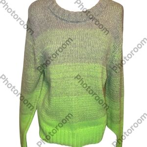 Nwot Treasure & Bond neon green & gray knit sweater medium
